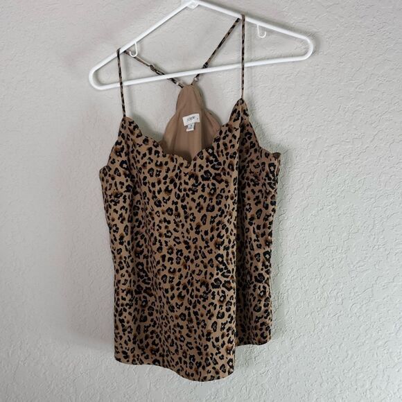 J. Crew Tan and Black Animal Print Silky Scalloped Camisole Size 4 - Picture 2 of 13